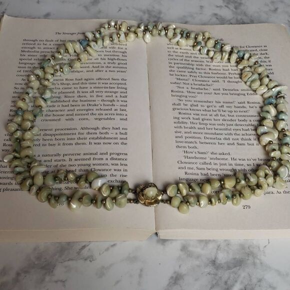 Vintage Rare Mother of Pearl Necklace with Pendent - Picture 1 of 16